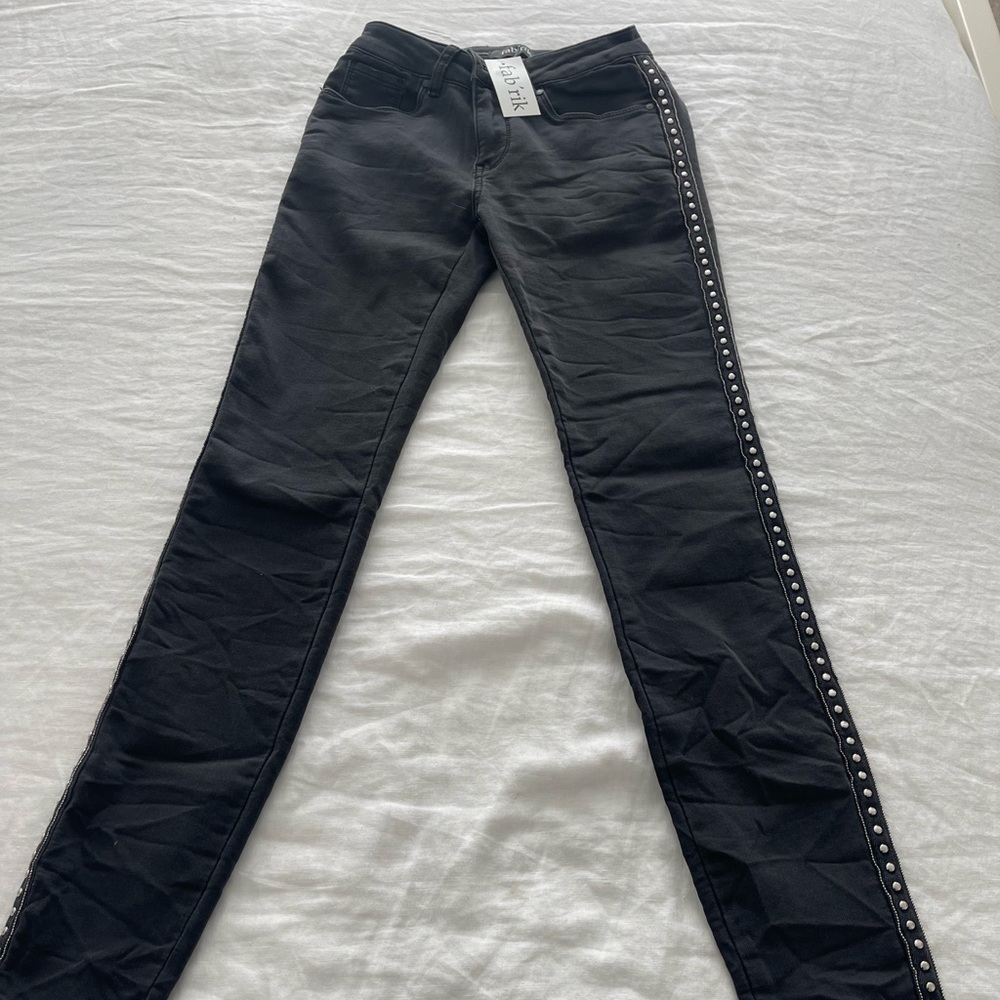 Black Jeans with Studded Seam